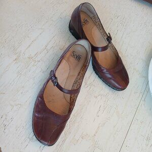 SOFFT Mary Jane Shoes 9.5M Genuine Leather 1 in Heel Burgundy Reddish Brown